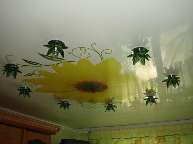 Натяжные потолки с рисунком для кухни фото Натяжные потолки с рисунком для кухни фото